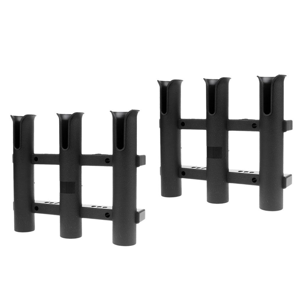 Fishing Rod Rack - ブラックPP製釣り竿ホルダーラック、垂直レストと取り付けブラケット付き、船舶用釣り道具収納用