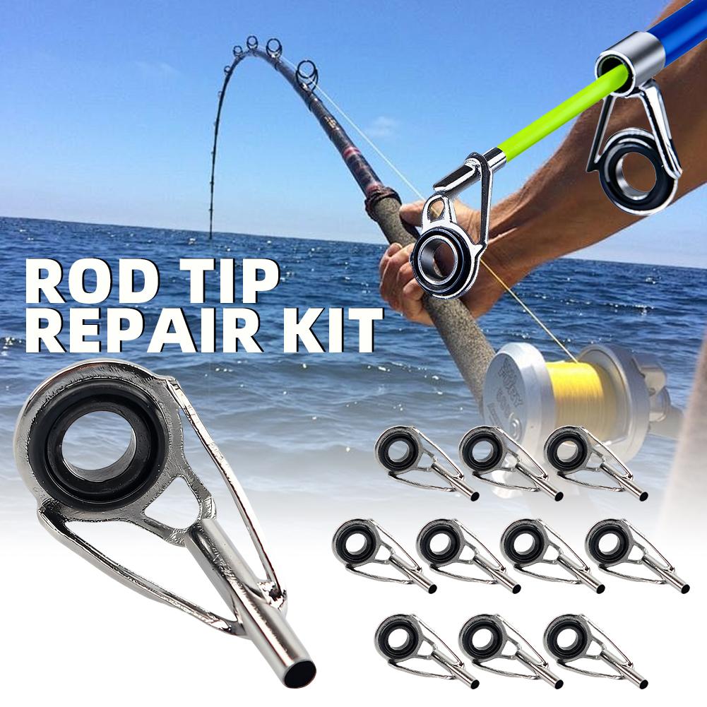 Fishing Rod Repair Kit - ロッドティップ修理キット 10個入り 釣り竿ティップ交換セット 5サイズ ポールティップ修理キット 海釣り竿