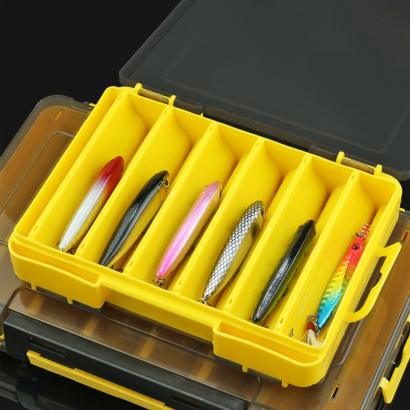 Fishing Rod Case - 新しい両面釣り用ルアーボックス、12コンパートメント釣り道具オーガナイザー、2つのバックル付き、プラスチック製透明収納ケース