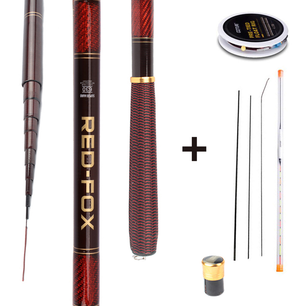 Fishing Rod Tip Replacement - GOTURE-カーボンファイバー伸縮式釣り竿キット,3-7.2m,スペアチップ付き,フロート付き,プラットフォーム,ストリーム淡水ハンドロッド