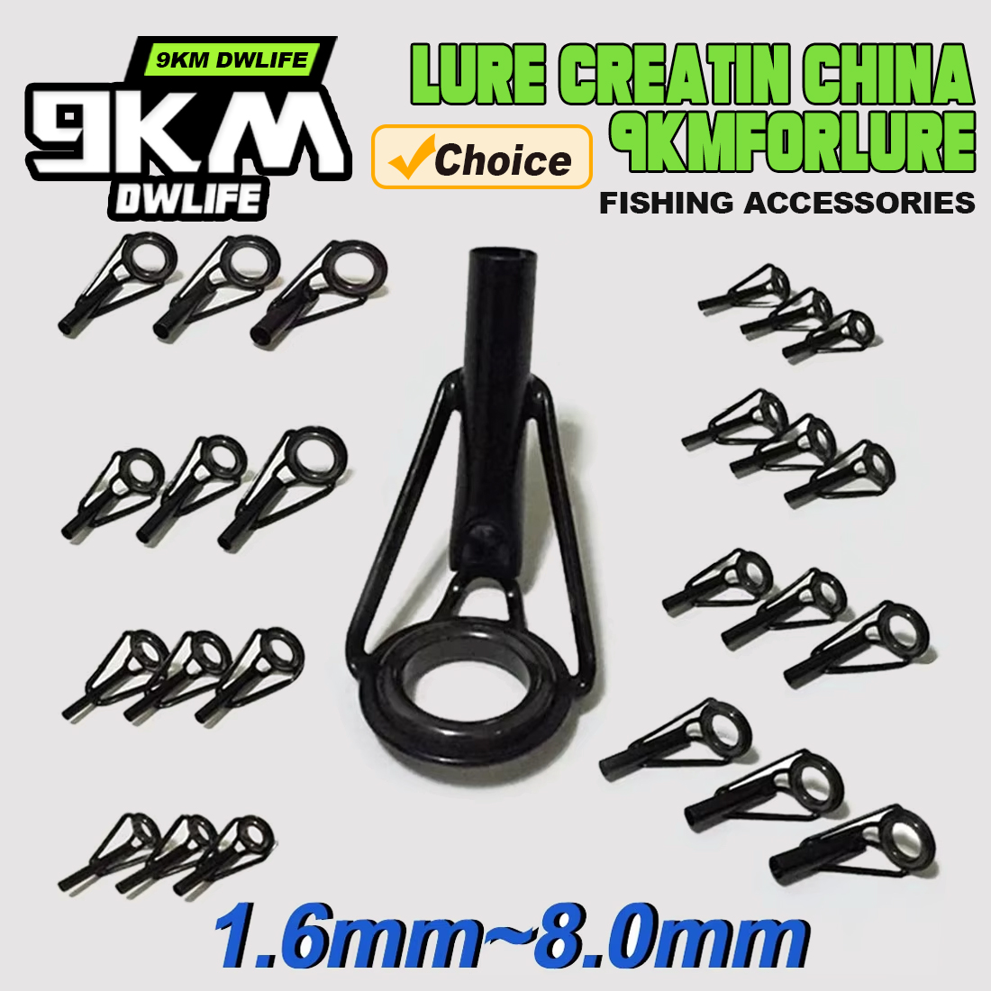 Fishing Rod Tip Replacement - 5 個釣竿先端ガイド修理キットステンレス鋼フレームセラミックリング黒ロッドビルディングガイドアイビルディング修理 6 # ~16 #