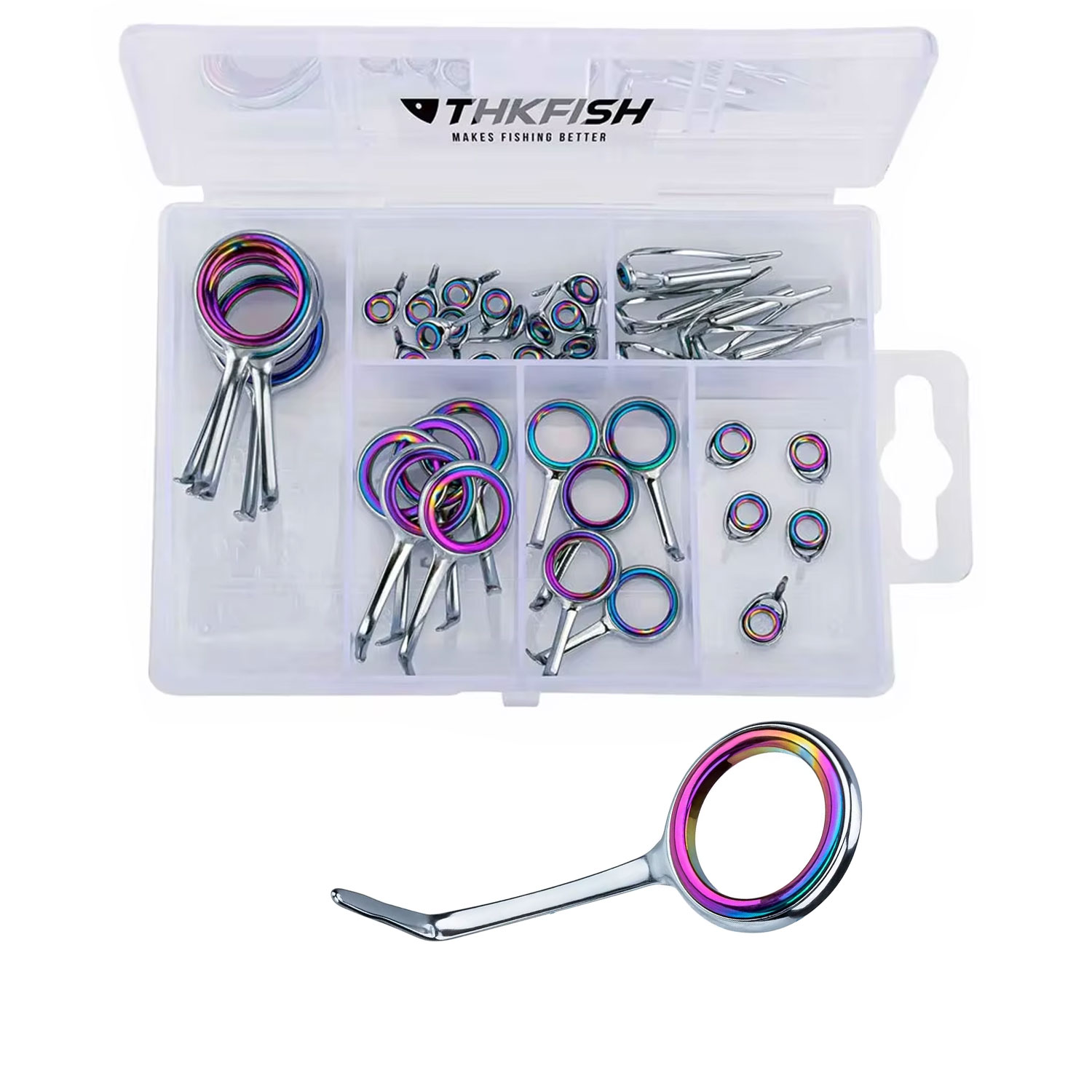 Fishing Rod Repair Kit - ステンレス鋼の釣り竿ガイド,40個,釣り竿ガイド,チップトップ修理セット,交換セット