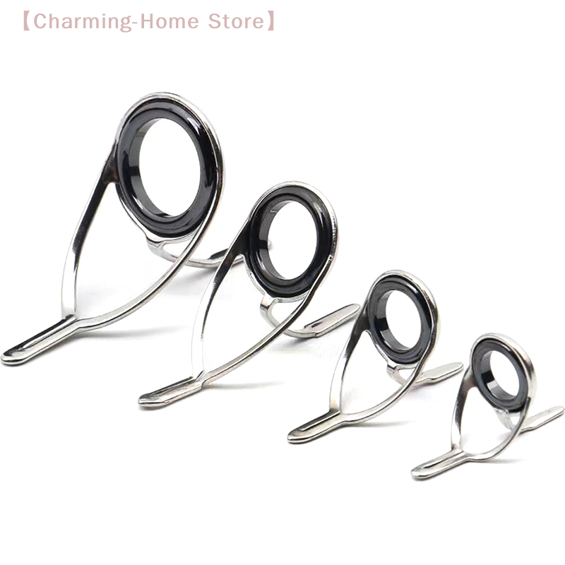 Fishing Rod Tip Replacement - 【M】4個入りステンレス製釣り竿修理キット、ガイドリングチップセット、ポールサークルアイワイヤー ループ交換部品（タックル修理用）