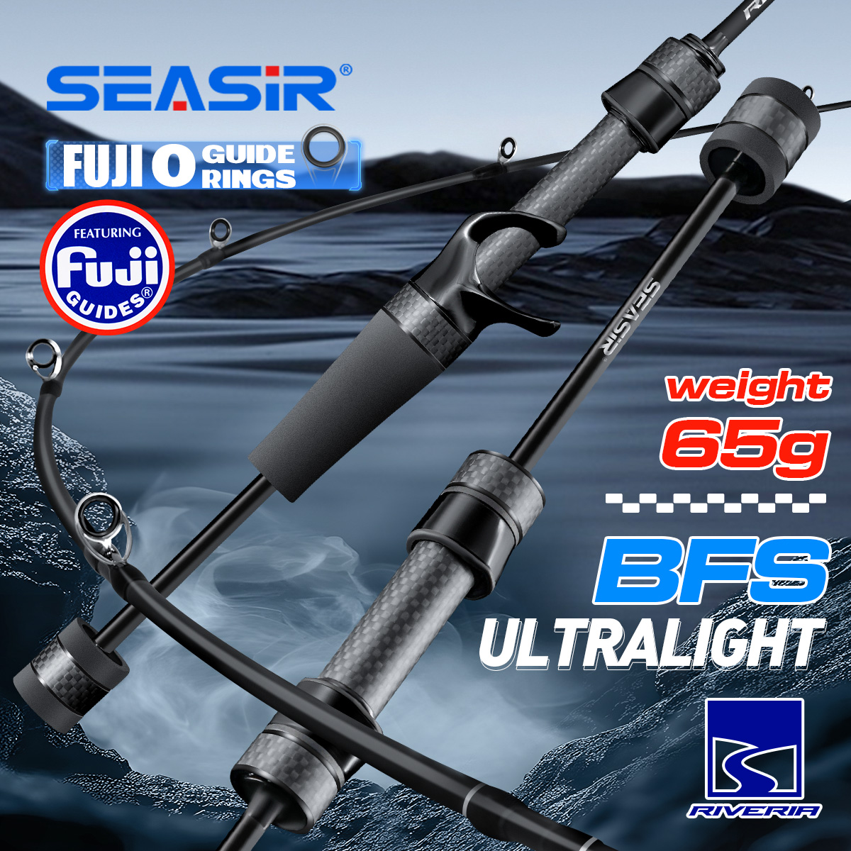Fishing Rod Ice - Seasir Riveria BFS 超軽量スピニングベイトキャスティング釣竿、FUJI O セラミックガイドリング、30T