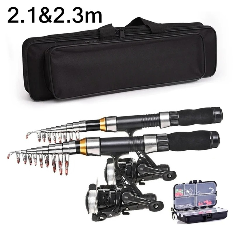 Fishing Rod Building Kit - BRAVMAK 2.1/2.3m伸縮式釣り竿リールコンボフルキットカーボンファイバーロッドポールスピニングリール釣りバッグケースペスカギアセット