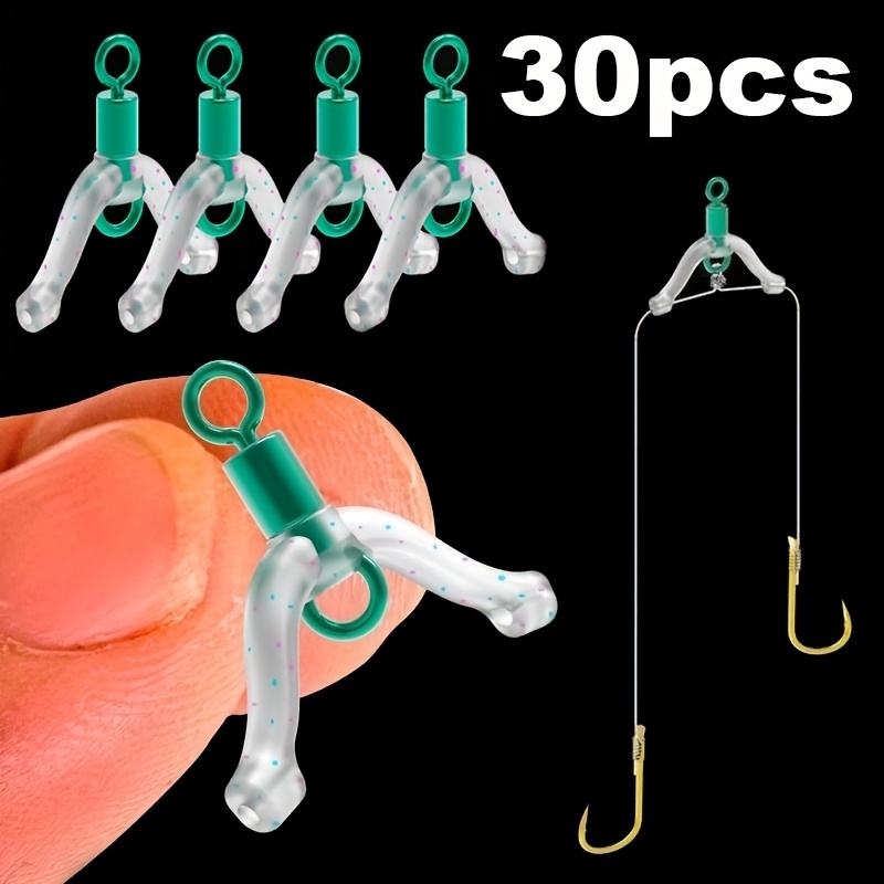 Fishing Rod Building Kit - 30個入り、フィギュア8型スペースビーンダブルフック釣り糸Y字型スイベルコンタクター絡み防止釣りアクセサリーデバイス