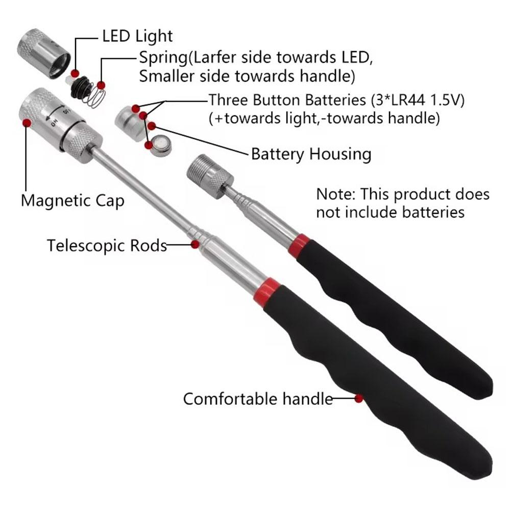 伸縮式磁気ペン LEDライト付き 拡張可能なピックアップロッ - Fishing Rod Telescopic のレビューと価格