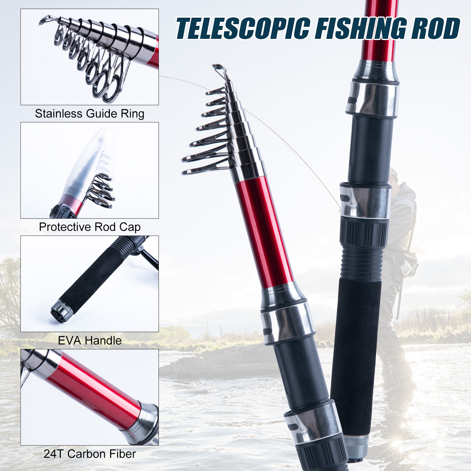 Goture 伸縮式釣り竿とリールコンボ、スピニングリール、 - Fishing Rod Spinning のレビューと価格