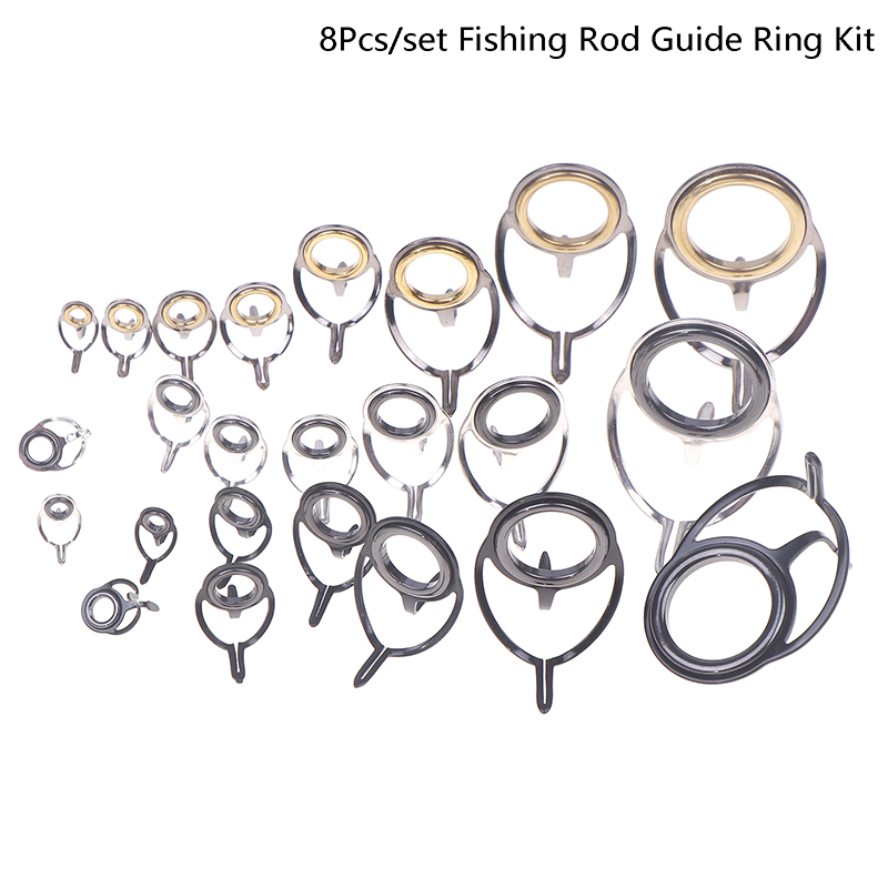 8個入り釣り道具ステンレス鋼修理キットセット釣り竿ガイドリン - Fishing Rod Guide Replacement のレビューと価格