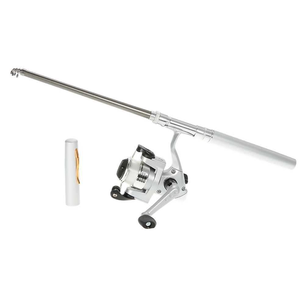 ポータブル伸縮式ポケット釣り竿 軽量シルバーペン釣り竿 ミニ - Fishing Rod Fly のレビューと価格