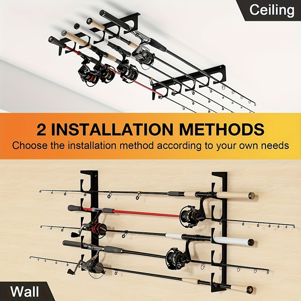 B48B-壁/天井取り付け釣り竿メタルホルダー-2個入り5本 - Fishing Rod Rack のレビューと価格