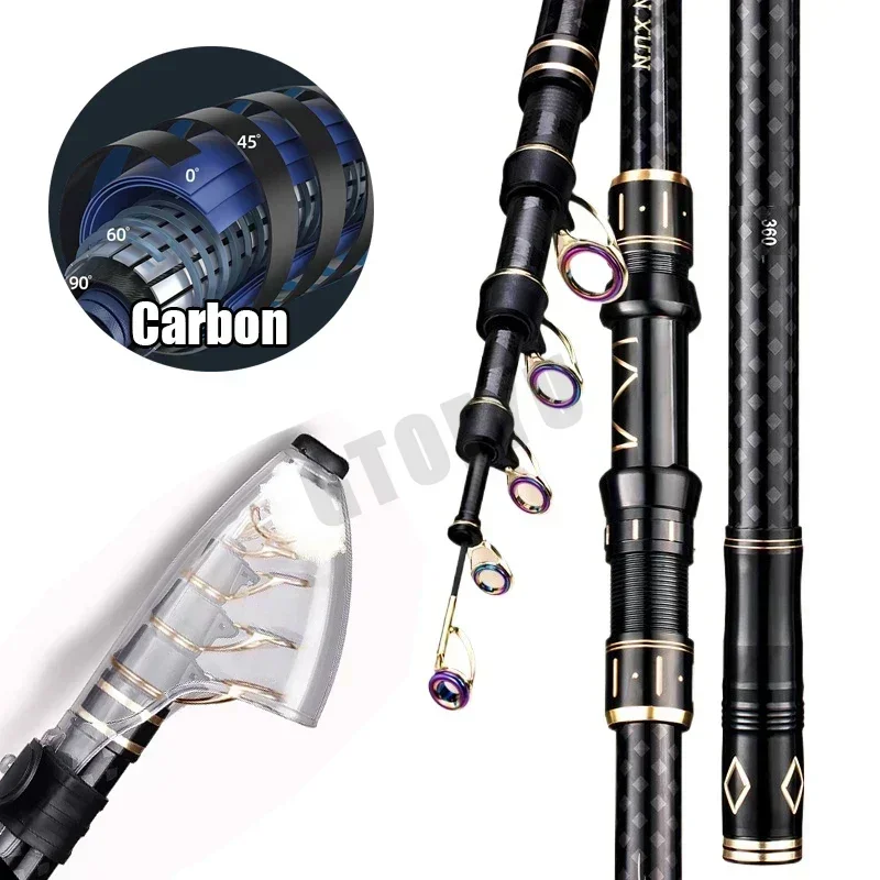 2.1m 2.7m 3.6m 4.5m 伸縮式釣り竿 高炭素 - Fishing Rod Surf のレビューと価格