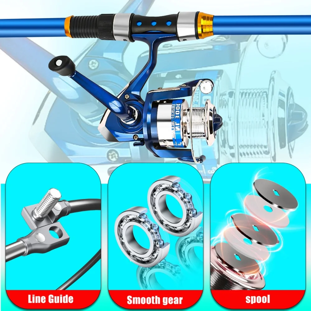 2.1-3.6M 伸縮式ガラス繊維釣竿セット リール & ア - Fishing Rod Spinning のレビューと価格