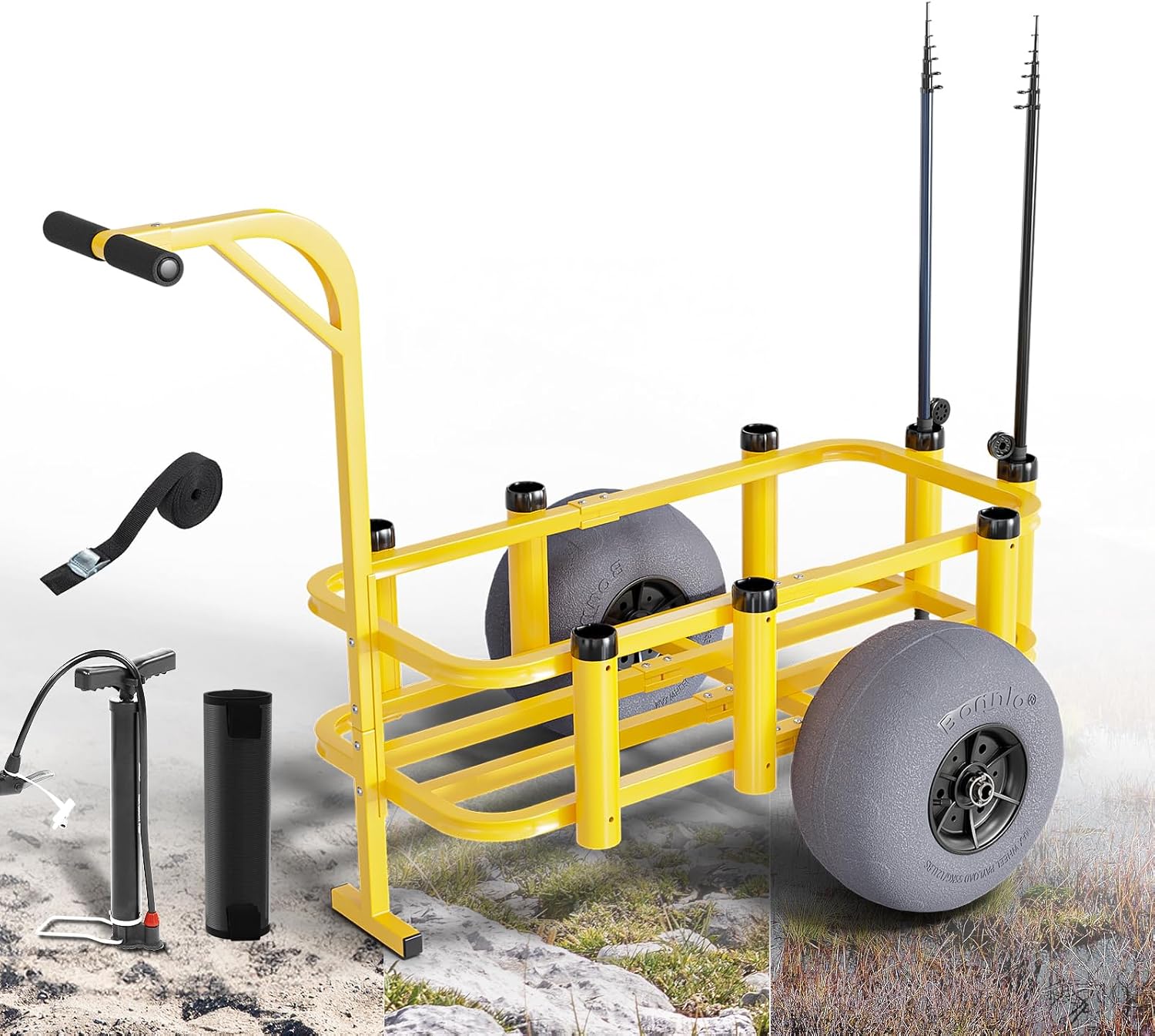 大型ホイール付きローリングフィッシングカート、砂浜用アウトド - Fishing Rod Holder のレビューと価格